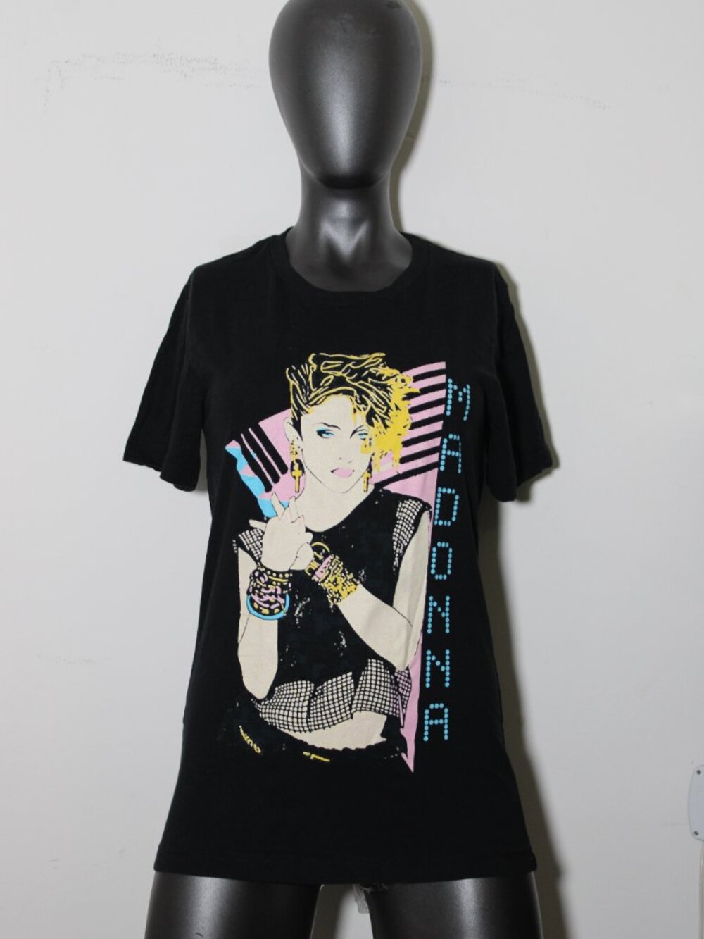 Vintage 80s Madonna Lucky Star Neon Graphic Band Tee S